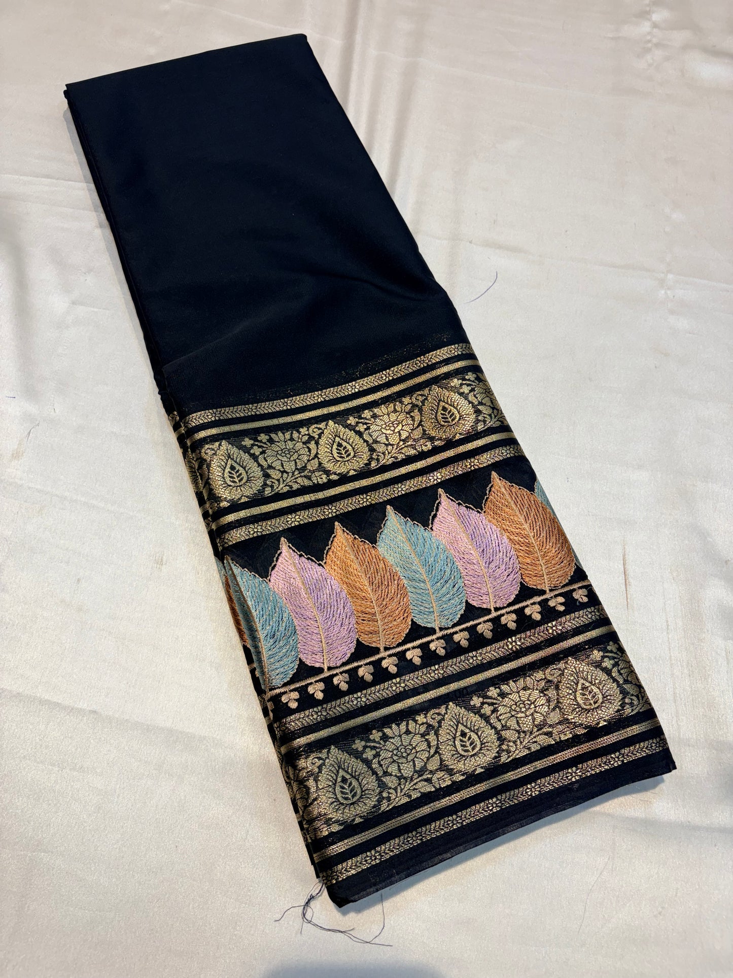 SEMI MYSORE SILK SAREE WITH EMBROIDERY WORK