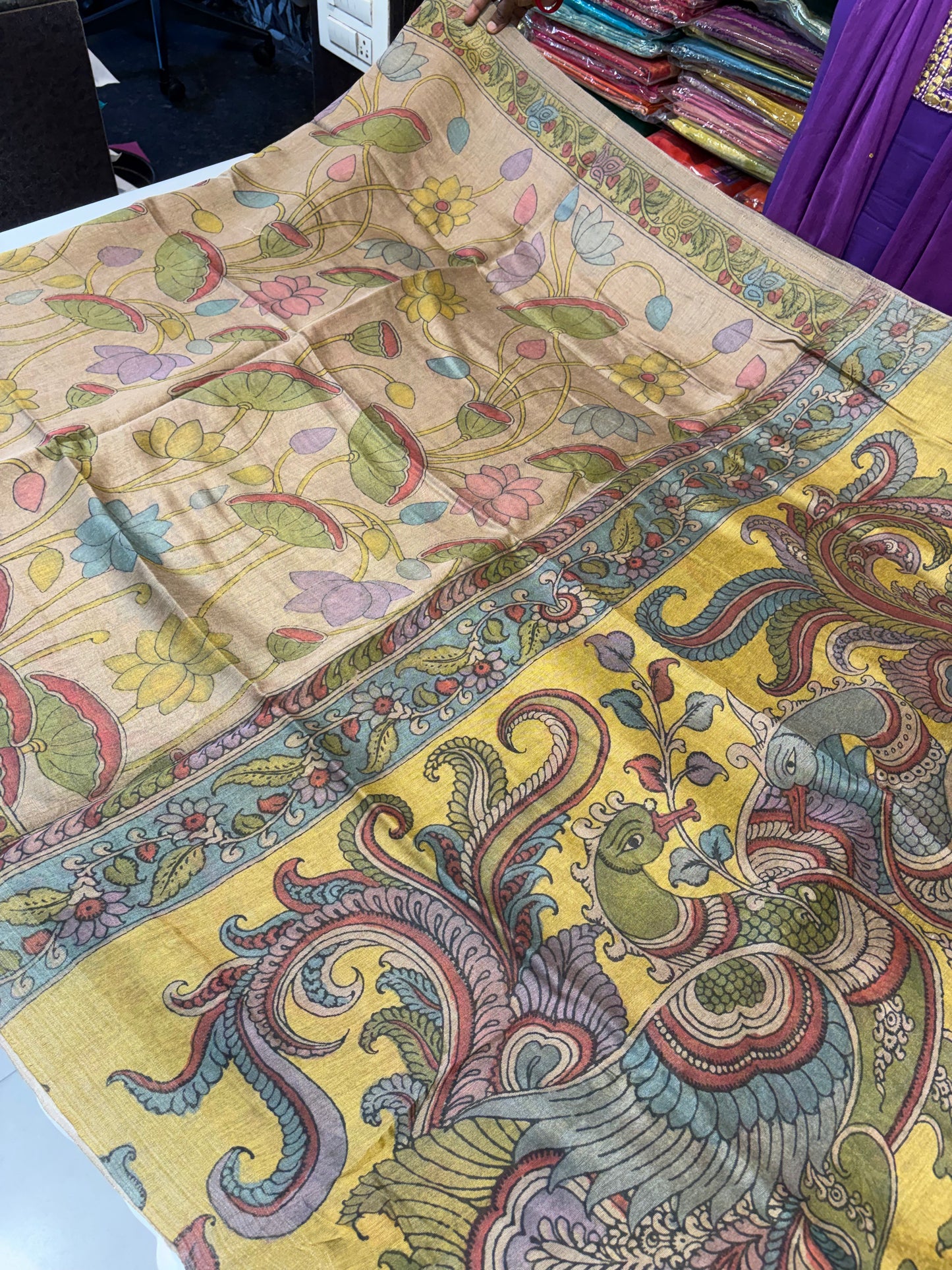 SOFT COTTON SAREE WITH KALAMKARI PRINT