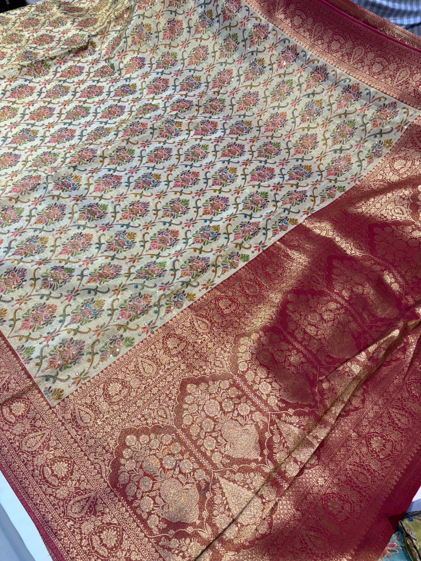 PURE PASHMEENA SILK SAREE WITH SEQUENCE WORK