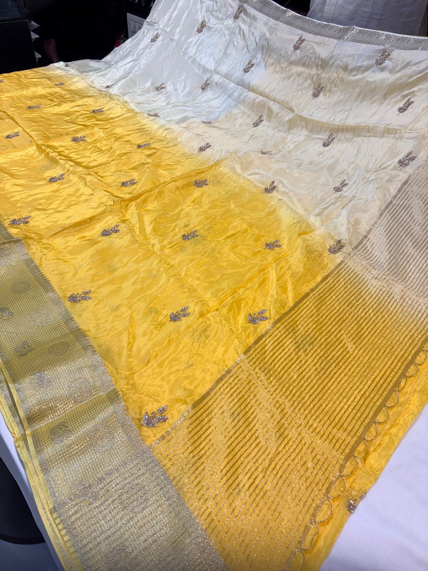 PREMIUM CHINON CREAPE SAREE WITH HANDWORK