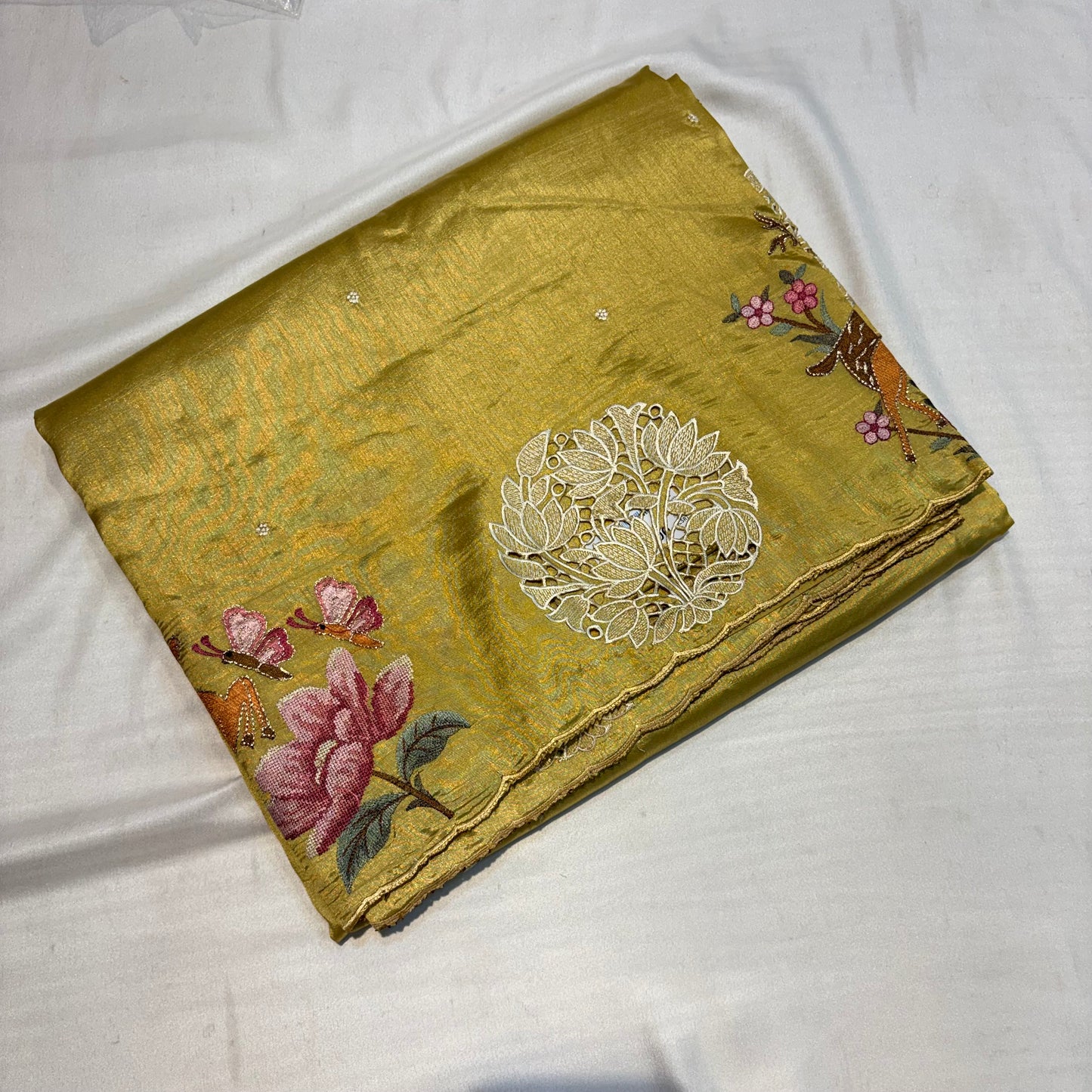 PREMIUM SOFT TUSSUR SILK WITH EMBROIDERY & CUTWORK