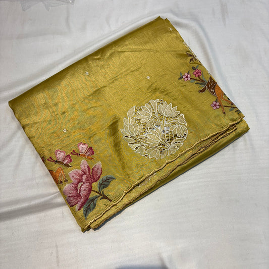 PREMIUM SOFT TUSSUR SILK WITH EMBROIDERY & CUTWORK