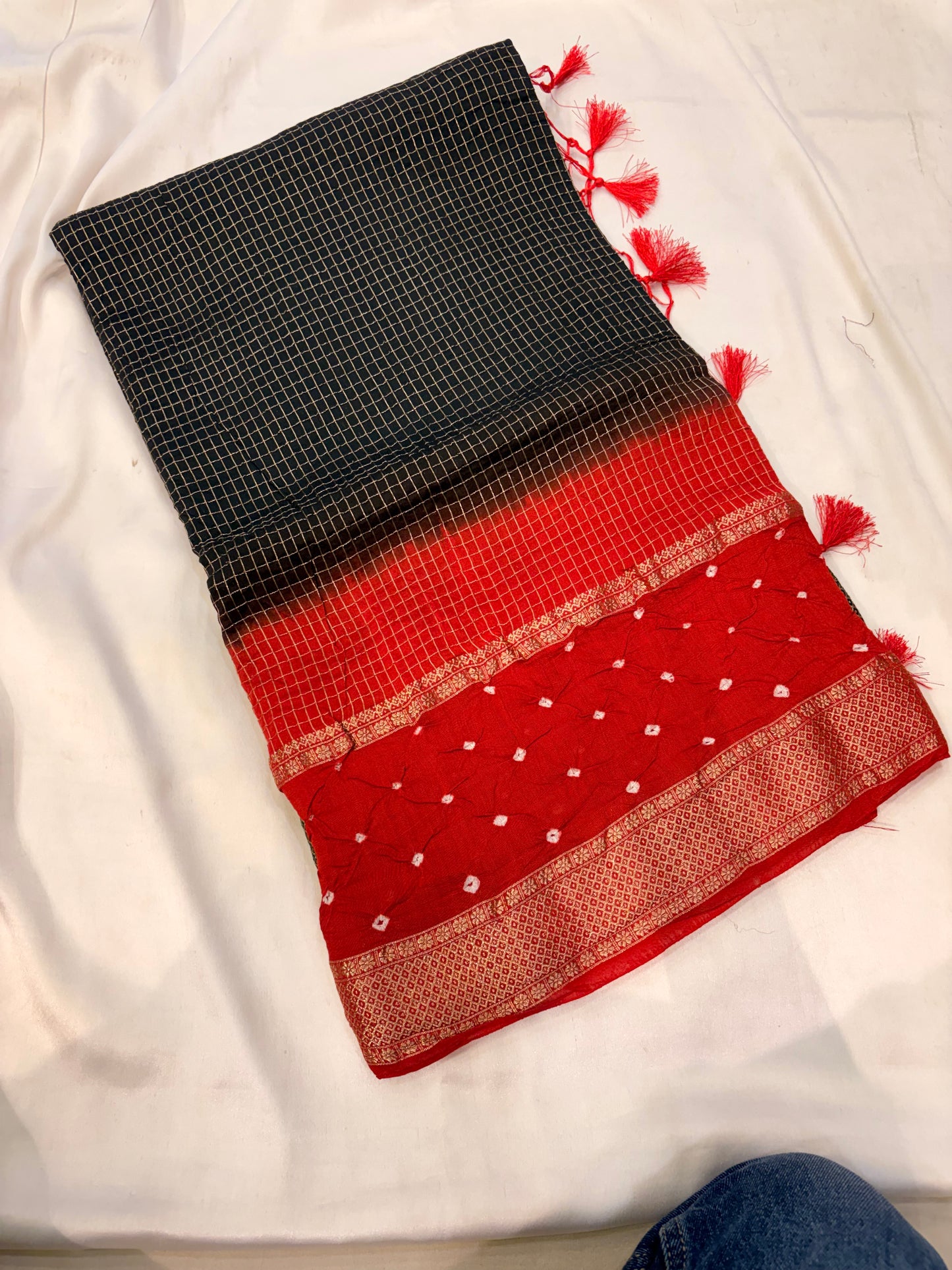 PREMIUM VISCOSE SILK SAREE WITH BHANDINI BORDER