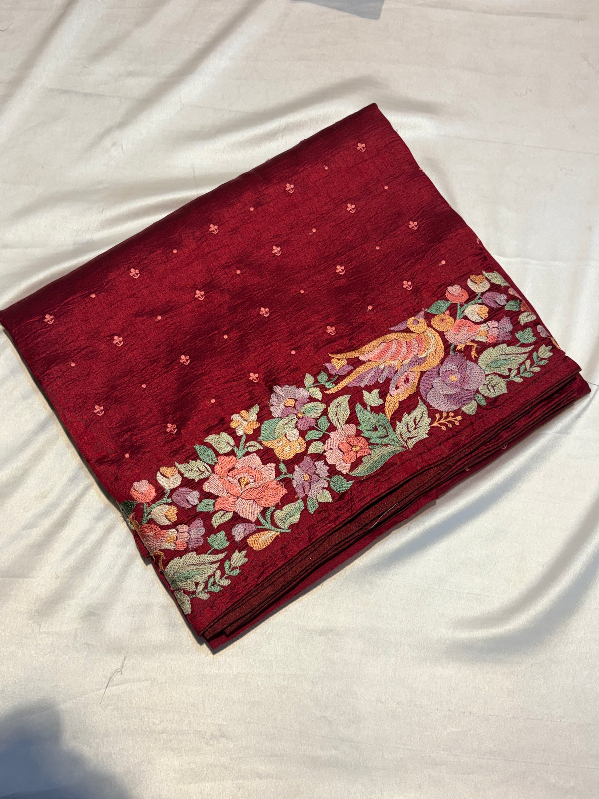 SOFT TUSSUR SILK SAREE WITH EMBROIDER WORK