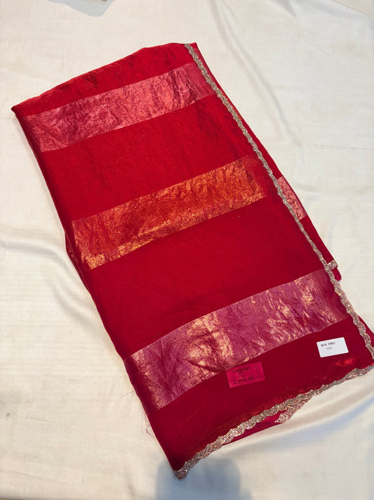 FANCY CHIFFON SAREE WITH BORDER WORK