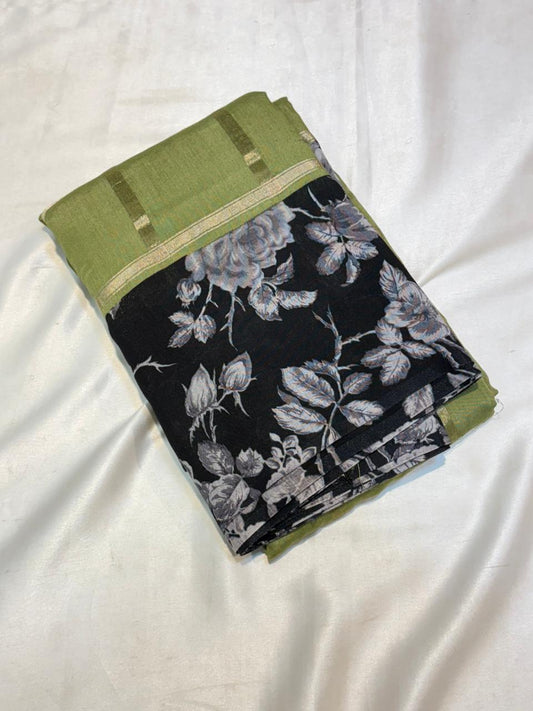 PREMIUM SOFT GHARCHOLA COTTON SAREE WITH FLORAL BORDER