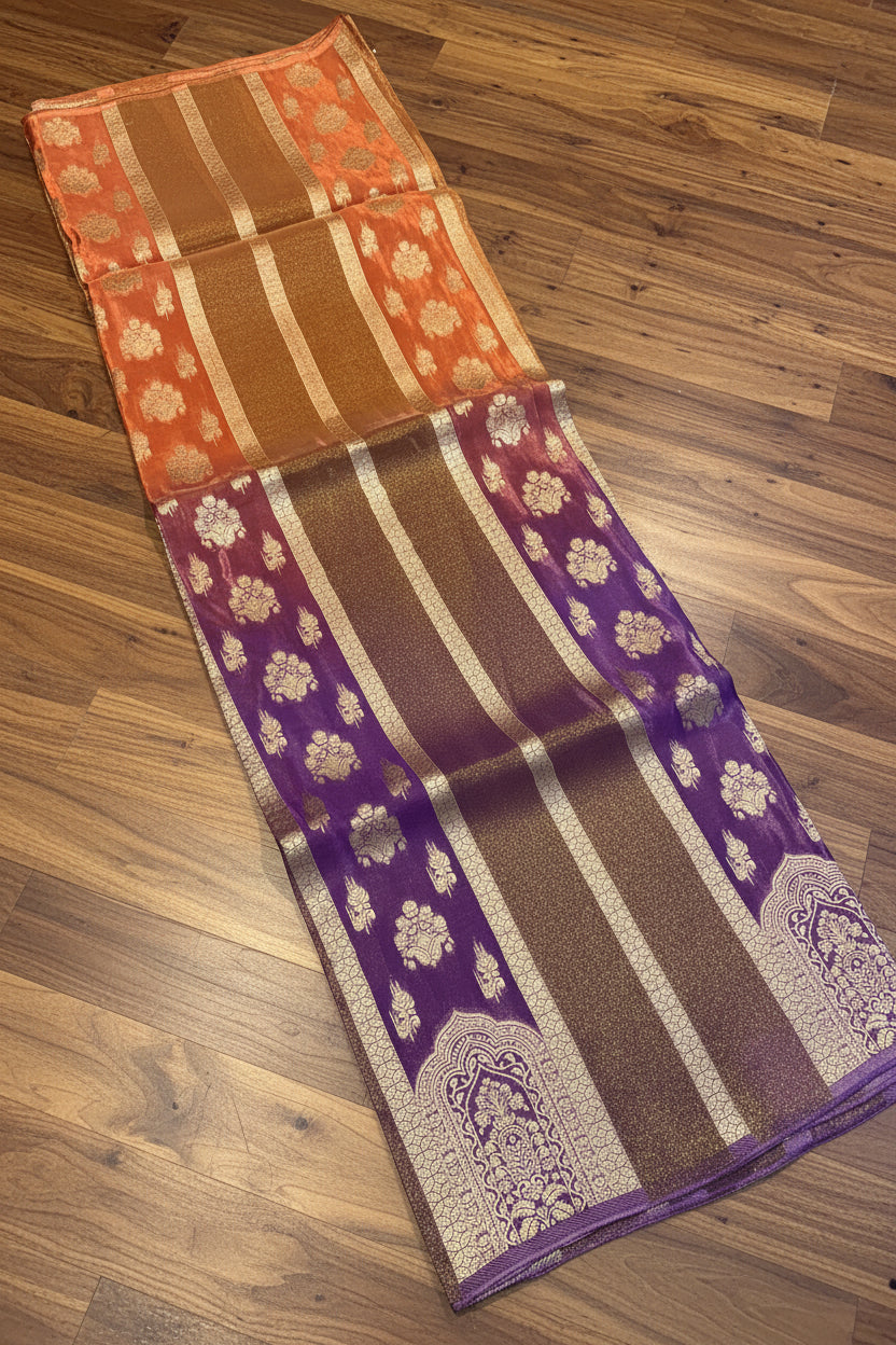 PREMIUM RAW CHINON CREAPE SAREE