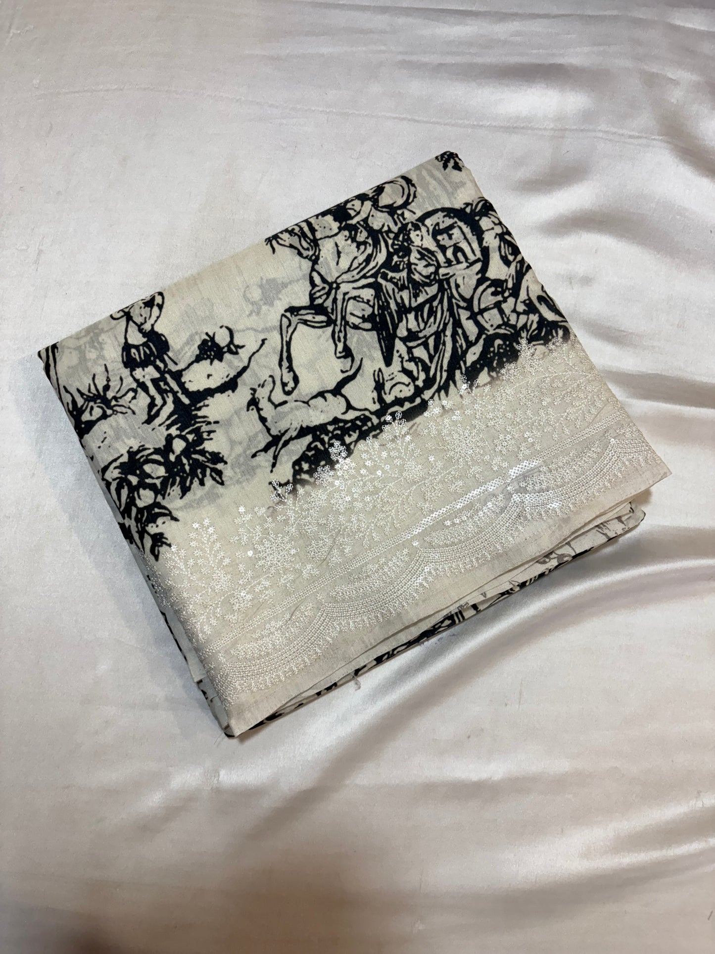 PREMIUM PRINTED MOUNGA CREAPE SILK SAREE WITH WORK BORDER