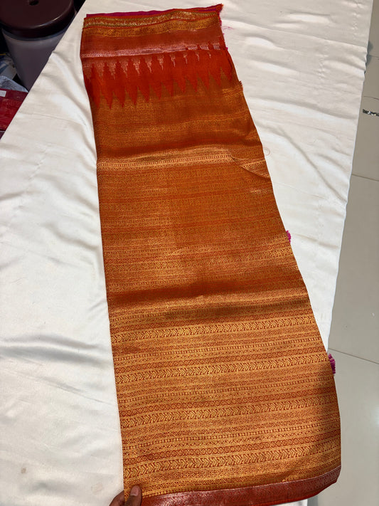 PREMIUM SOFT TEMPLE BROCADE SILK SAREE