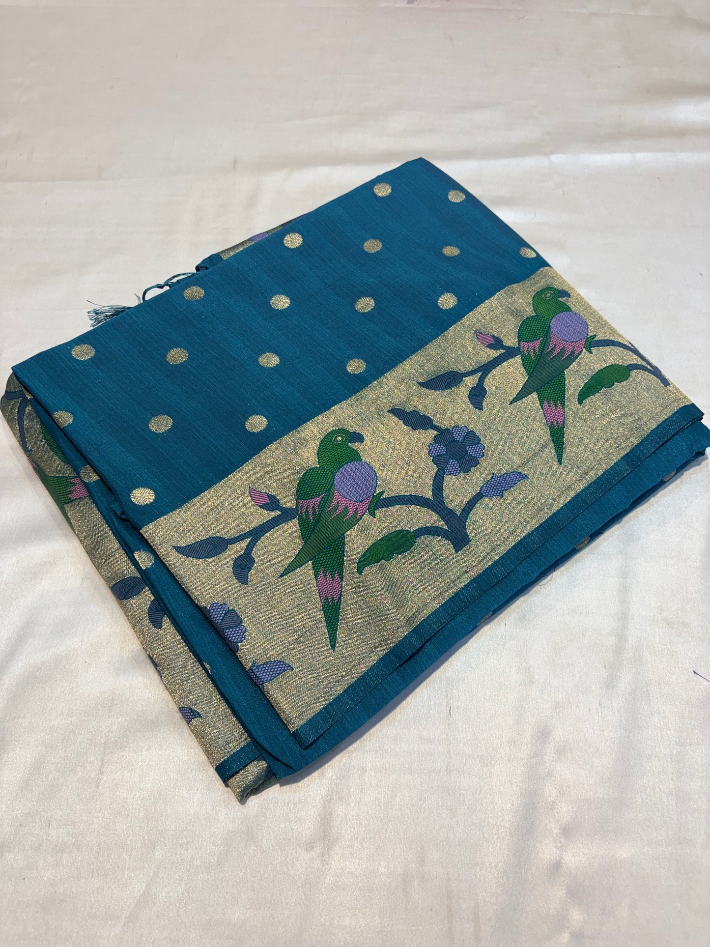 SOFT DUPION SILK SAREE WITH MEENA BORDER