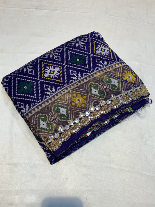 PREMIUM IKKAT SILK SAREE WITH MIRROR WORK