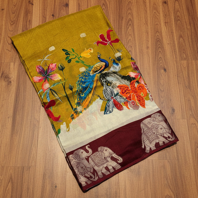 PREMIUM PRINTED MOUNGA SAREE