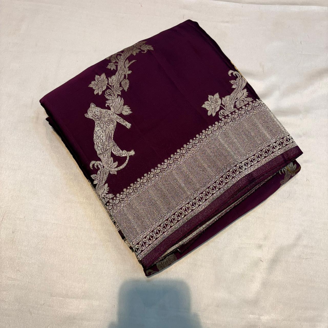 PREMIUM MUSHRU CREAPE SAREES