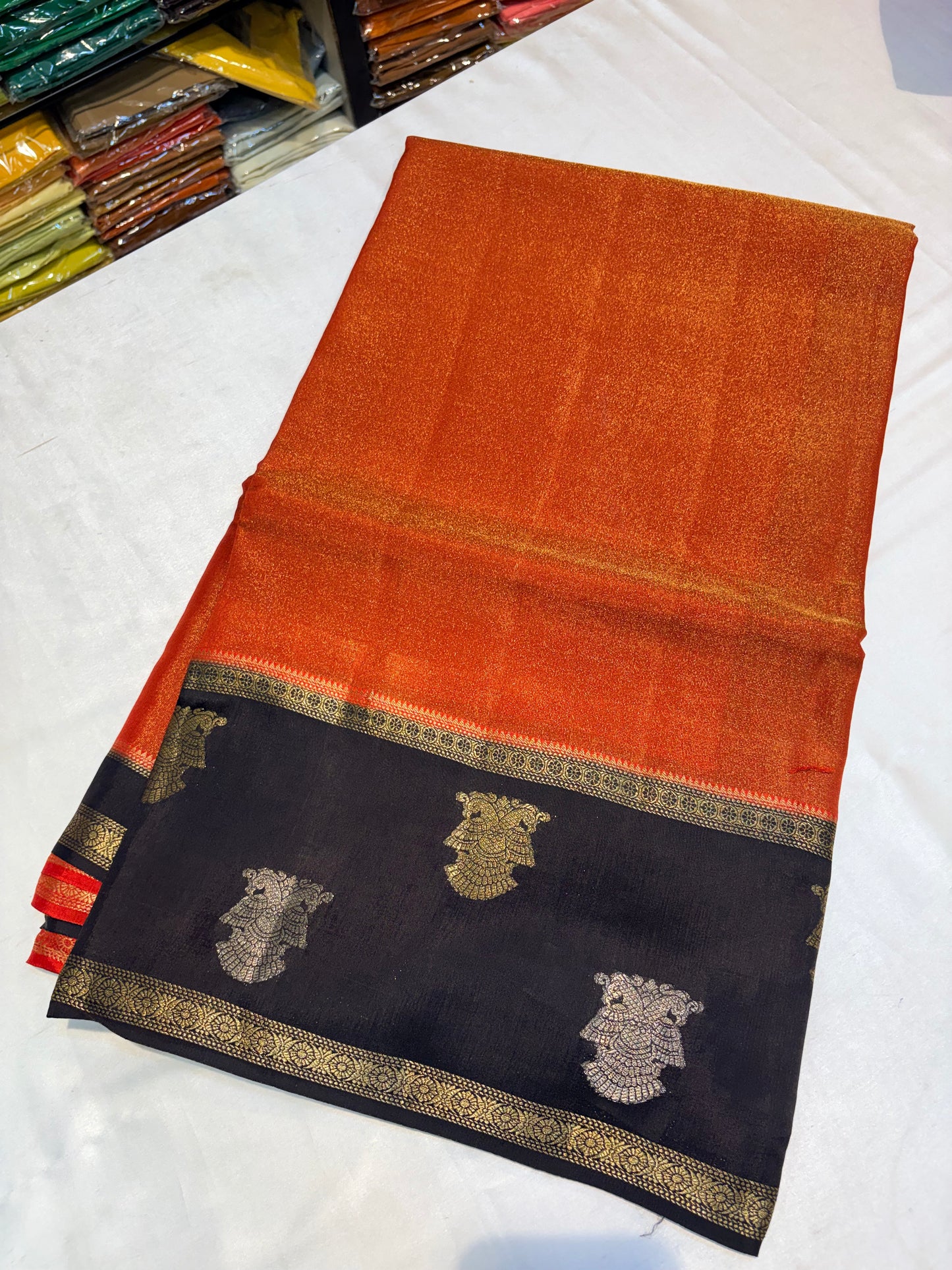 Premium Soft Tissue Georgette Saree with Gandaberunda Border