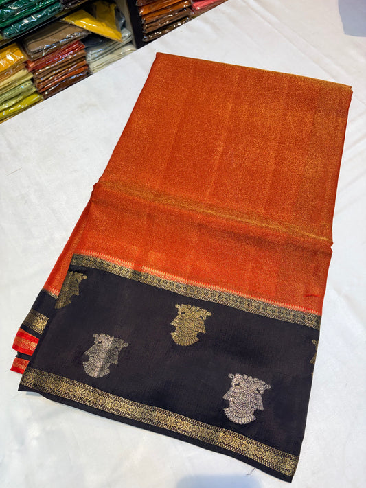 Premium Soft Tissue Georgette Saree with Gandaberunda Border