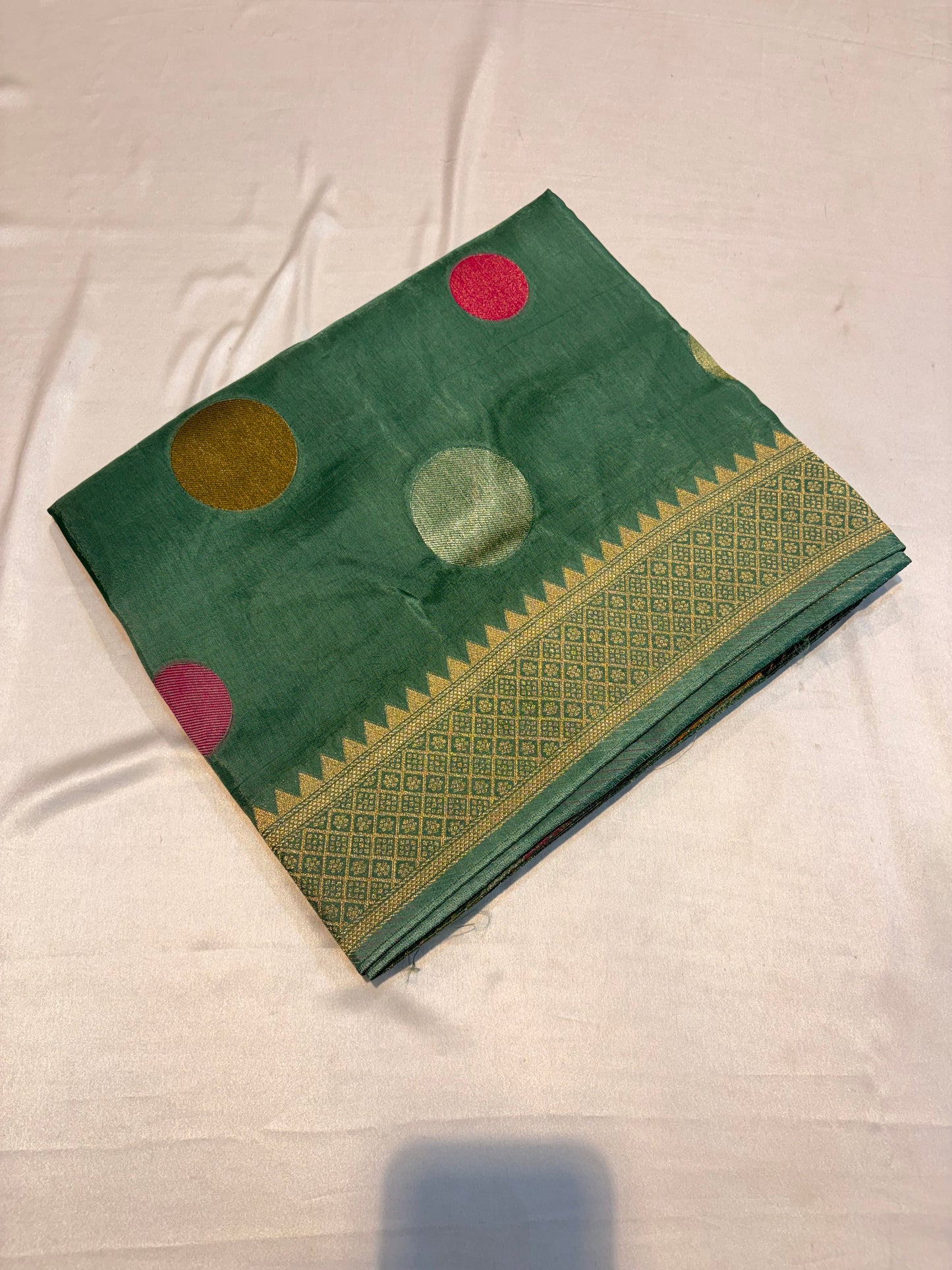 PREMIUM MOUNGA CREAPE SILK WITH POLKA DOTS WEAVING