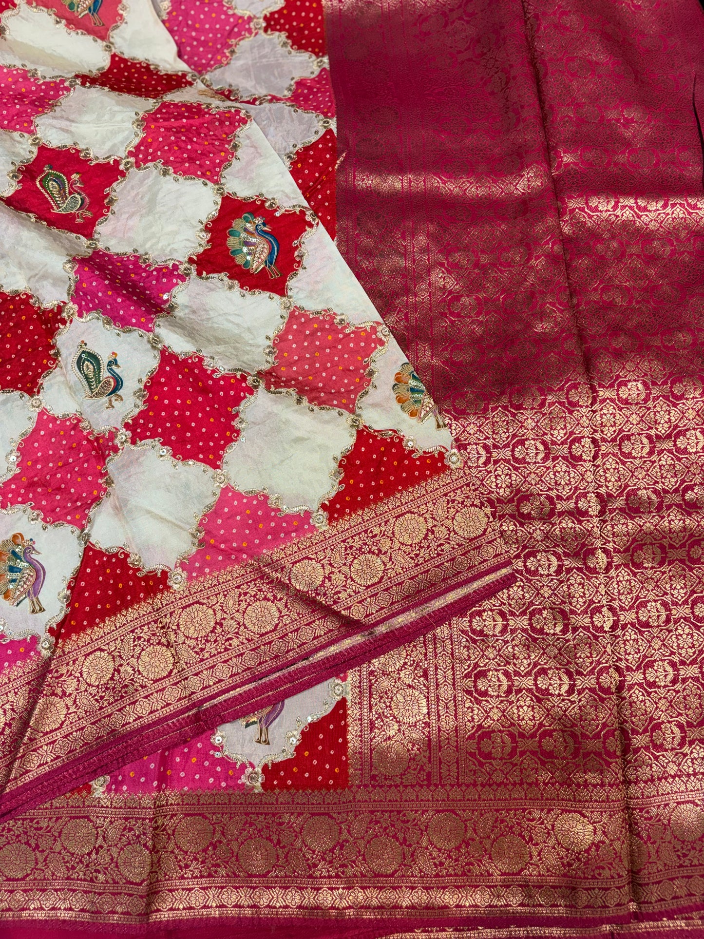 PURE PASHMEENA SILK SAREE WITH WORK