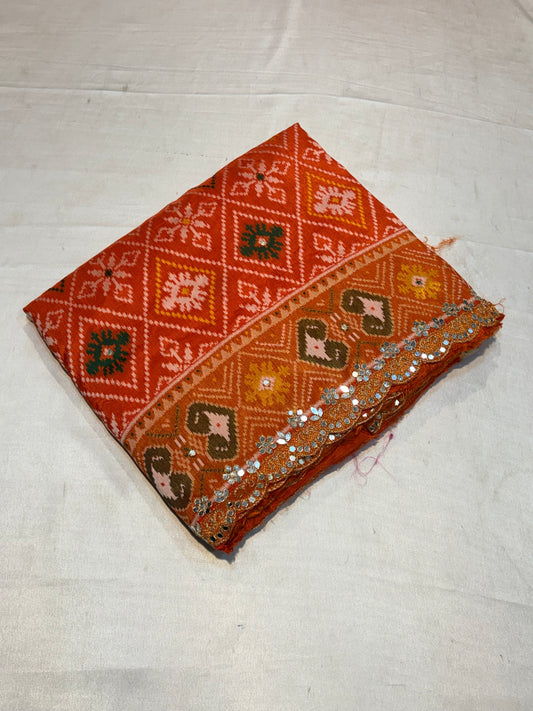 PREMIUM IKKAT SILK SAREE WITH MIRROR WORK