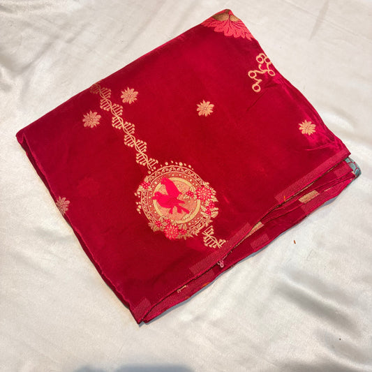 PREMIUM RAW CHINON CREAPE SAREE