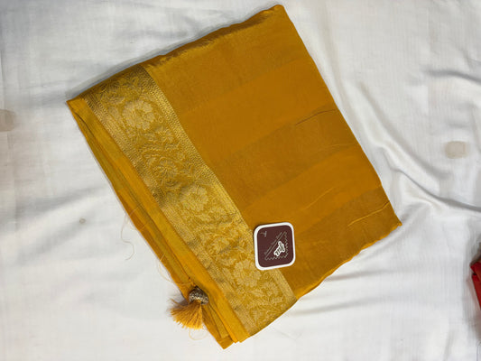 RAW CHINON CREAPE SAREE WITH GHARCHOLA BLOUSE