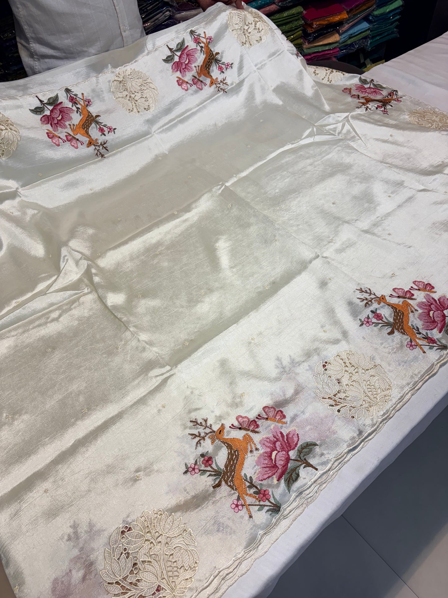 PREMIUM SOFT TUSSUR SILK WITH EMBROIDERY & CUTWORK