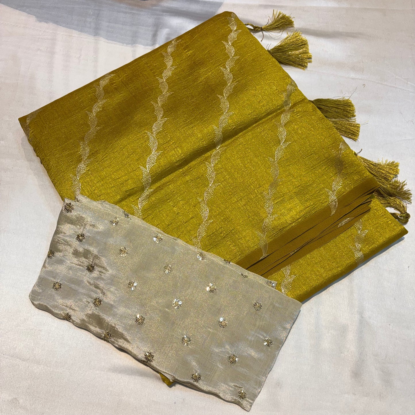 SOFT FANCY SAREE WITH WORK BLOUSE