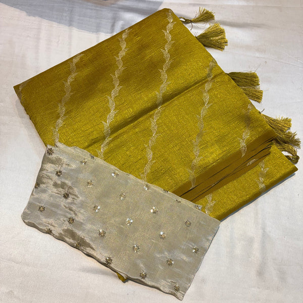 SOFT FANCY SAREE WITH WORK BLOUSE