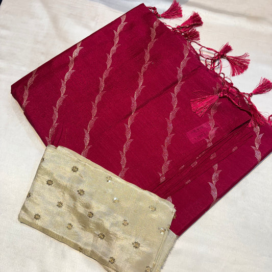 SOFT FANCY SAREE WITH WORK BLOUSE