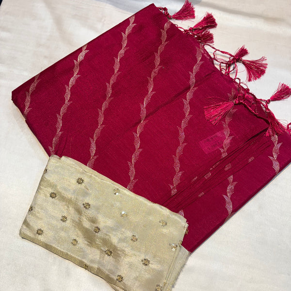 SOFT FANCY SAREE WITH WORK BLOUSE