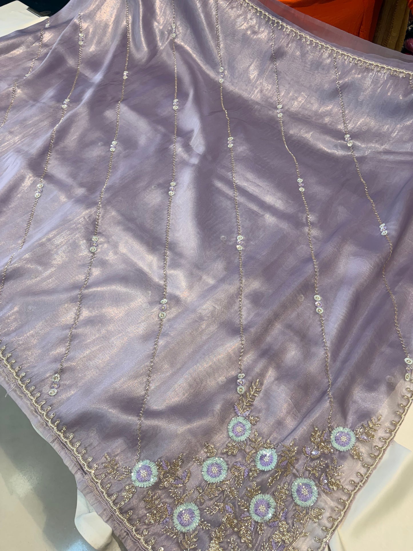 SOFT GEORGETTE TISSUE SAREE WITH HANDWORK