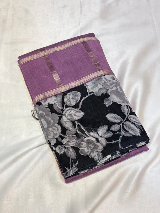 PREMIUM SOFT GHARCHOLA COTTON SAREE WITH FLORAL BORDER