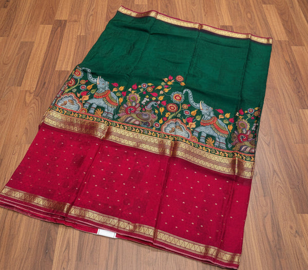 PREMIUM KALAMKARI MOUNGA CREAPE SAREE