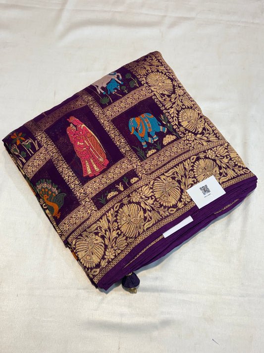 Pure Georgette Saree with Pichwai Weaving