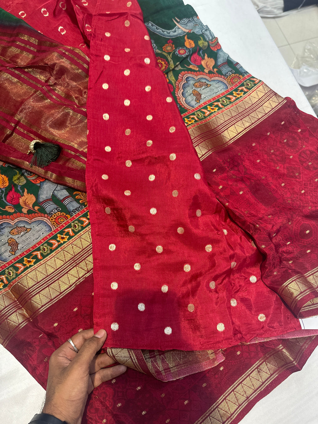 PREMIUM KALAMKARI MOUNGA CREAPE SAREE