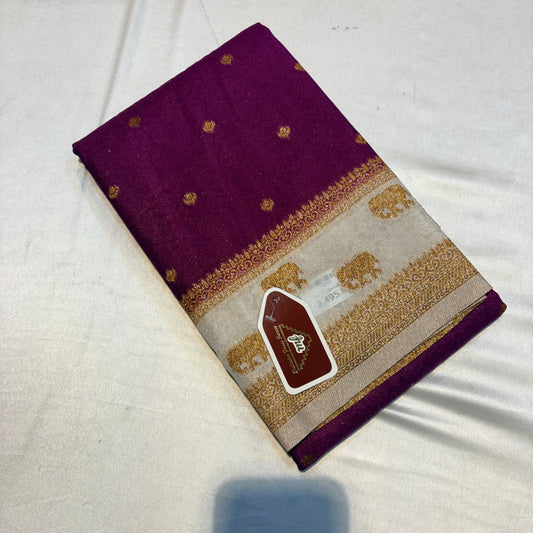 KHADDI GEORGETTE WITH ELEPHANT BUTTA BORDER