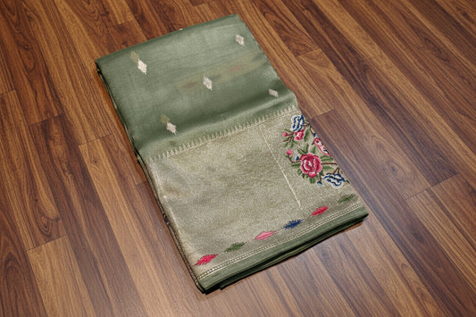 PURE SOFT TISSUE SAREE WITH EMBROIDERRY WORK