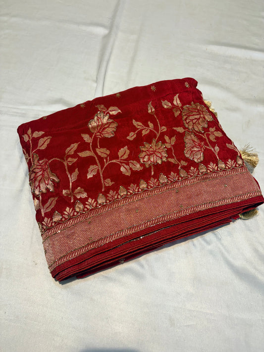 PURE MOUNGA SILK SAREE WITH HANDWORK