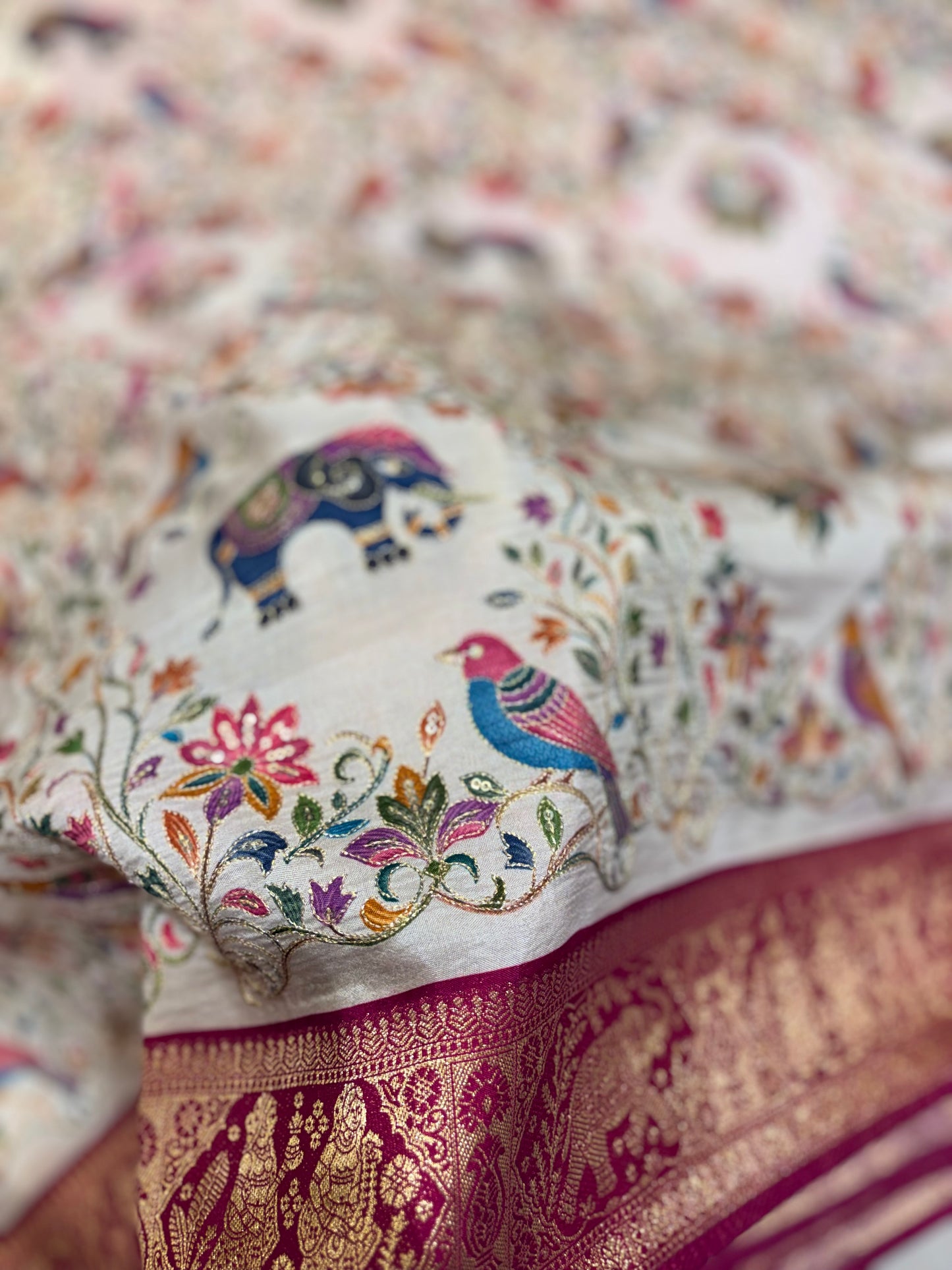 PURE PASHMINA SILK WITH KAATA WORK