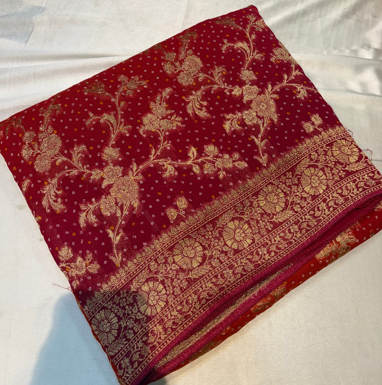 PREMIUM BANDHINI BANARASI KHADDI GEORGETTE SAREES