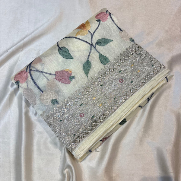 PREMIUM SOFT TISSUE SAREE WITH EMBROIDERY WORK