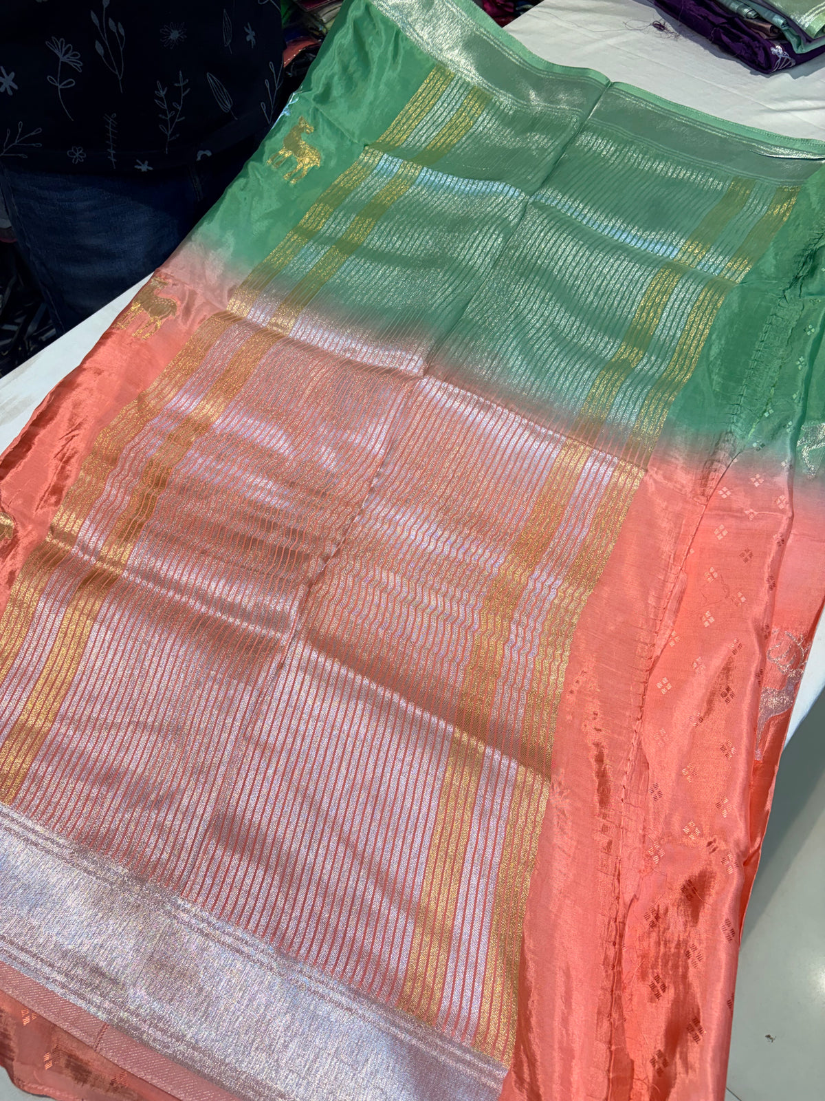 PREMIUM H O CREAPE SILK SAREE IN DUAL SHADE