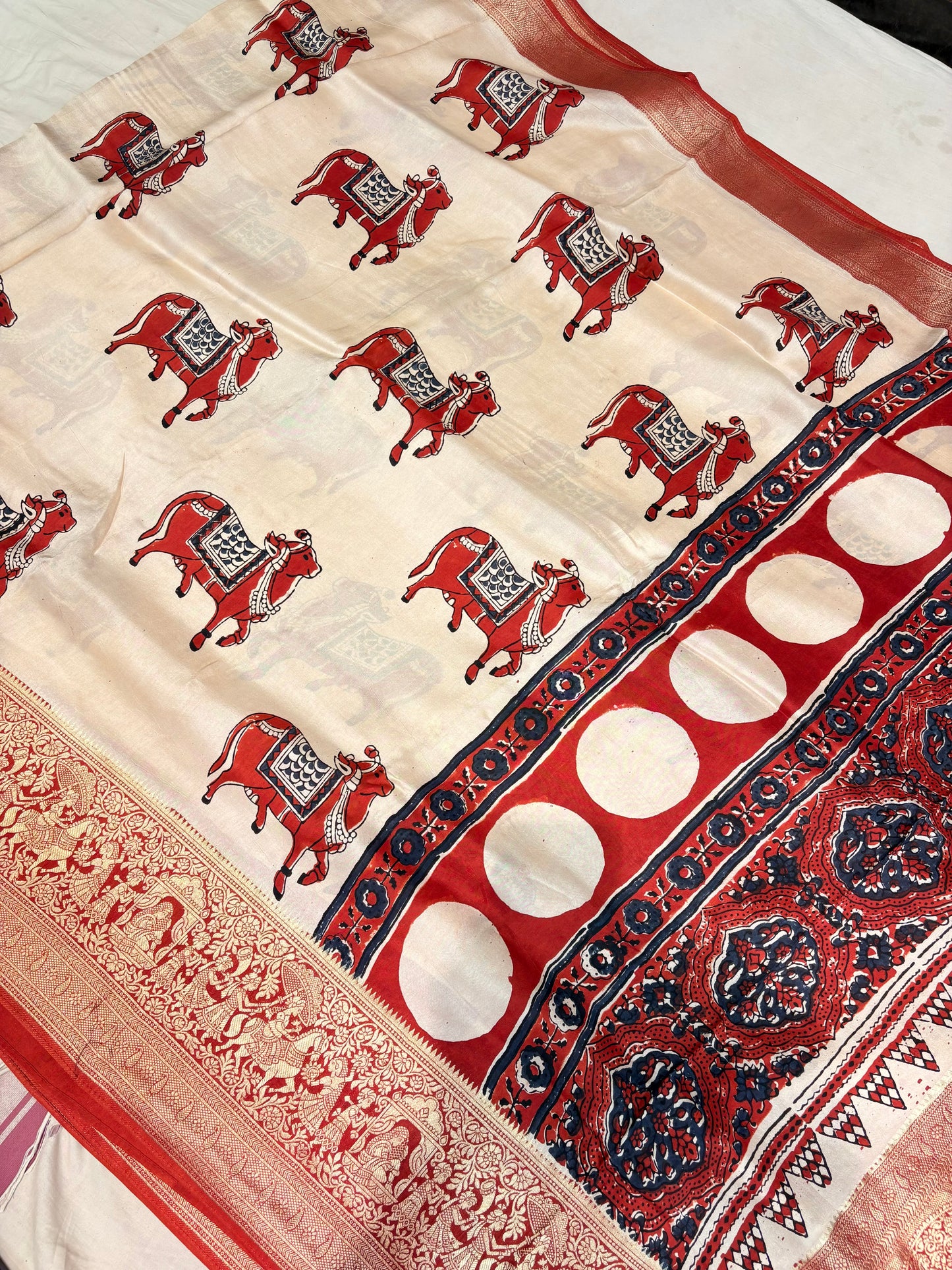 AJRAKH BLOCK PRINTED SAREES 
WITH BANARASI BORDER