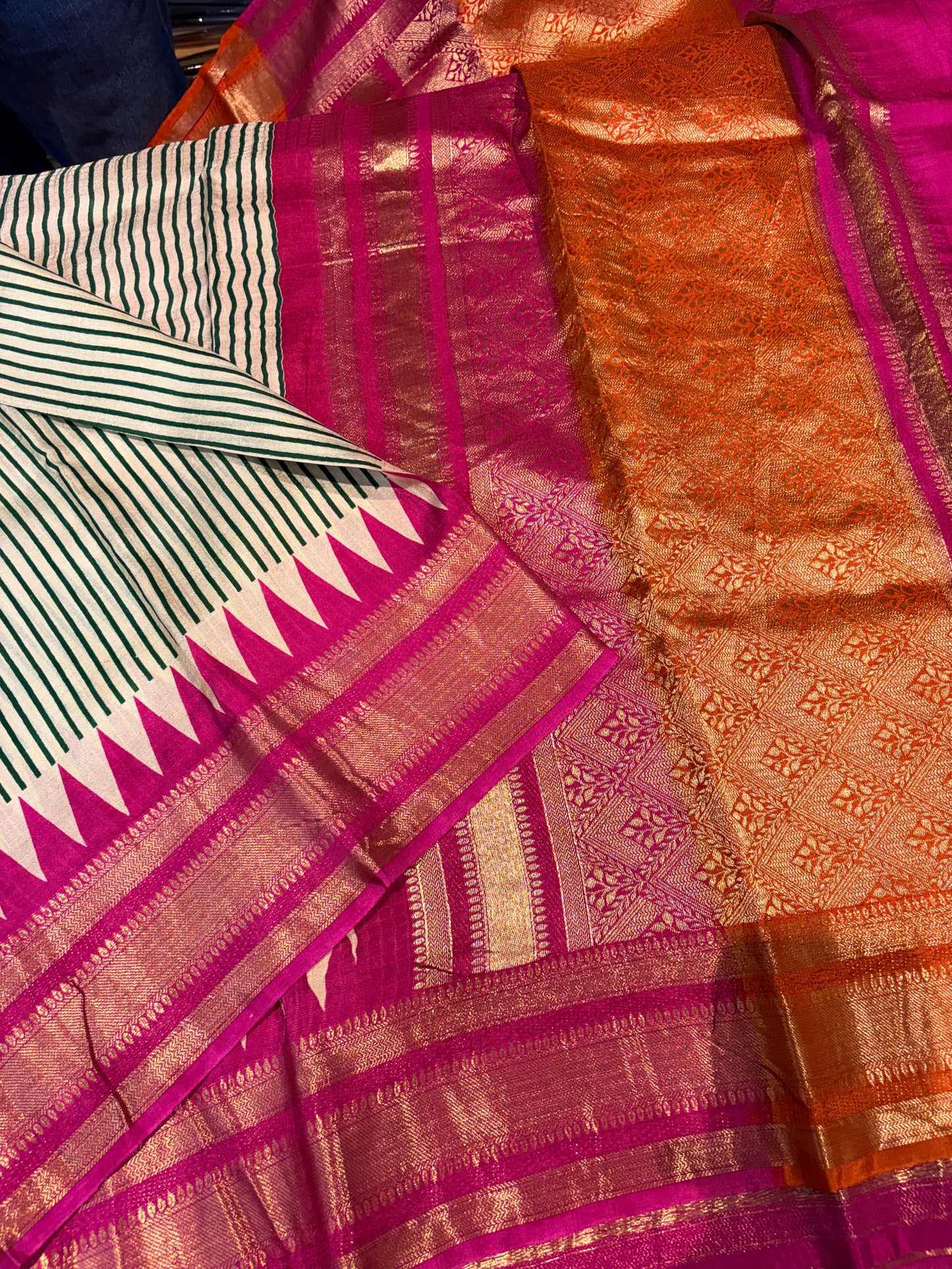SOFT CHANDERI DOLA SAREES WITH GANGA YAMMUNA BORDER