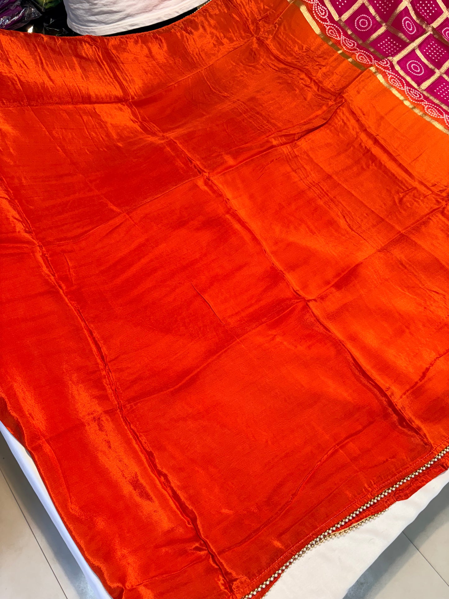 PREMIUM CHINON SILK SAREE WITH GHARCHOLA BANDHINI PALLU