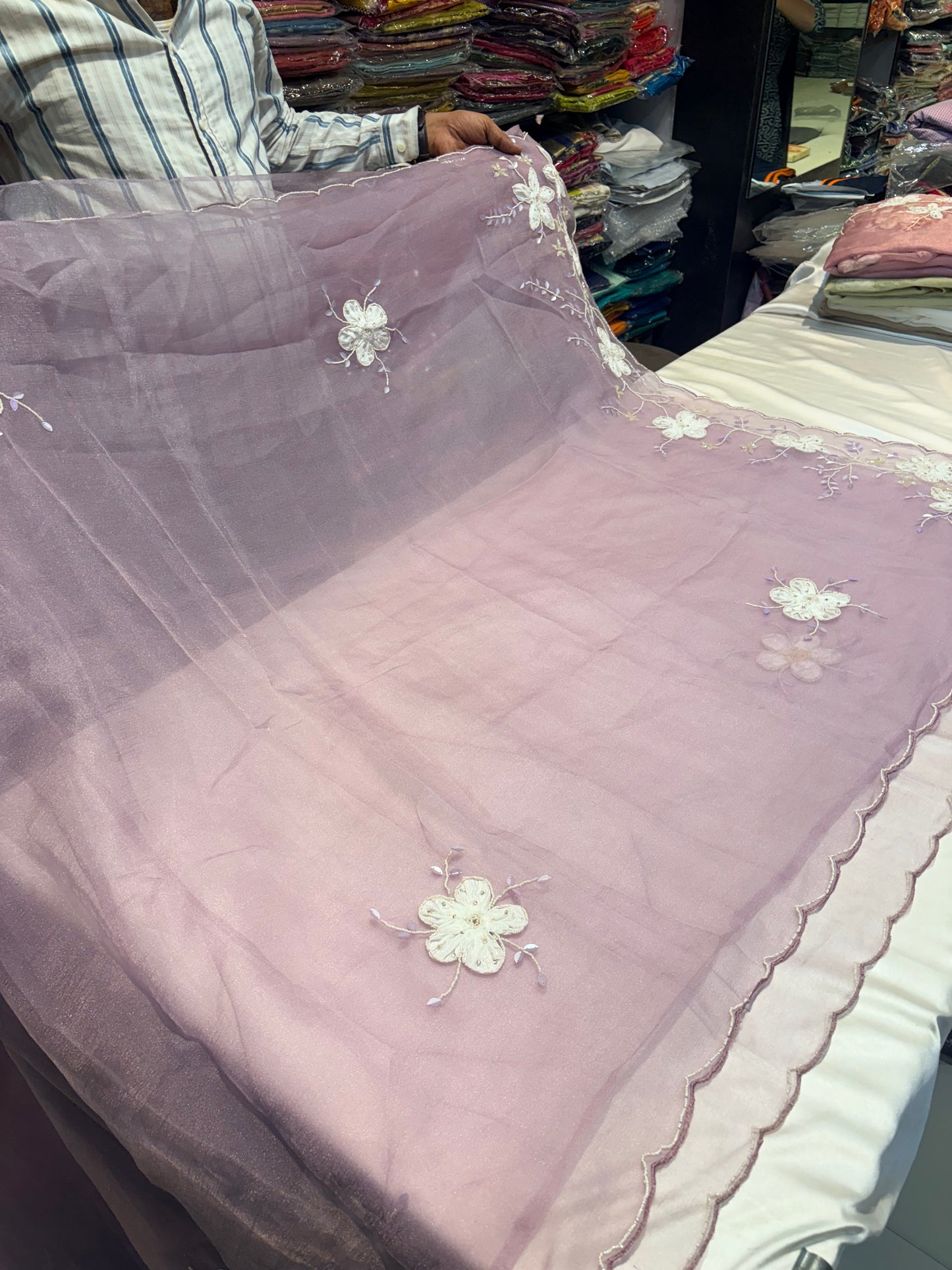 SOFT FANCY SAREE WITH APPLIQUE WORK