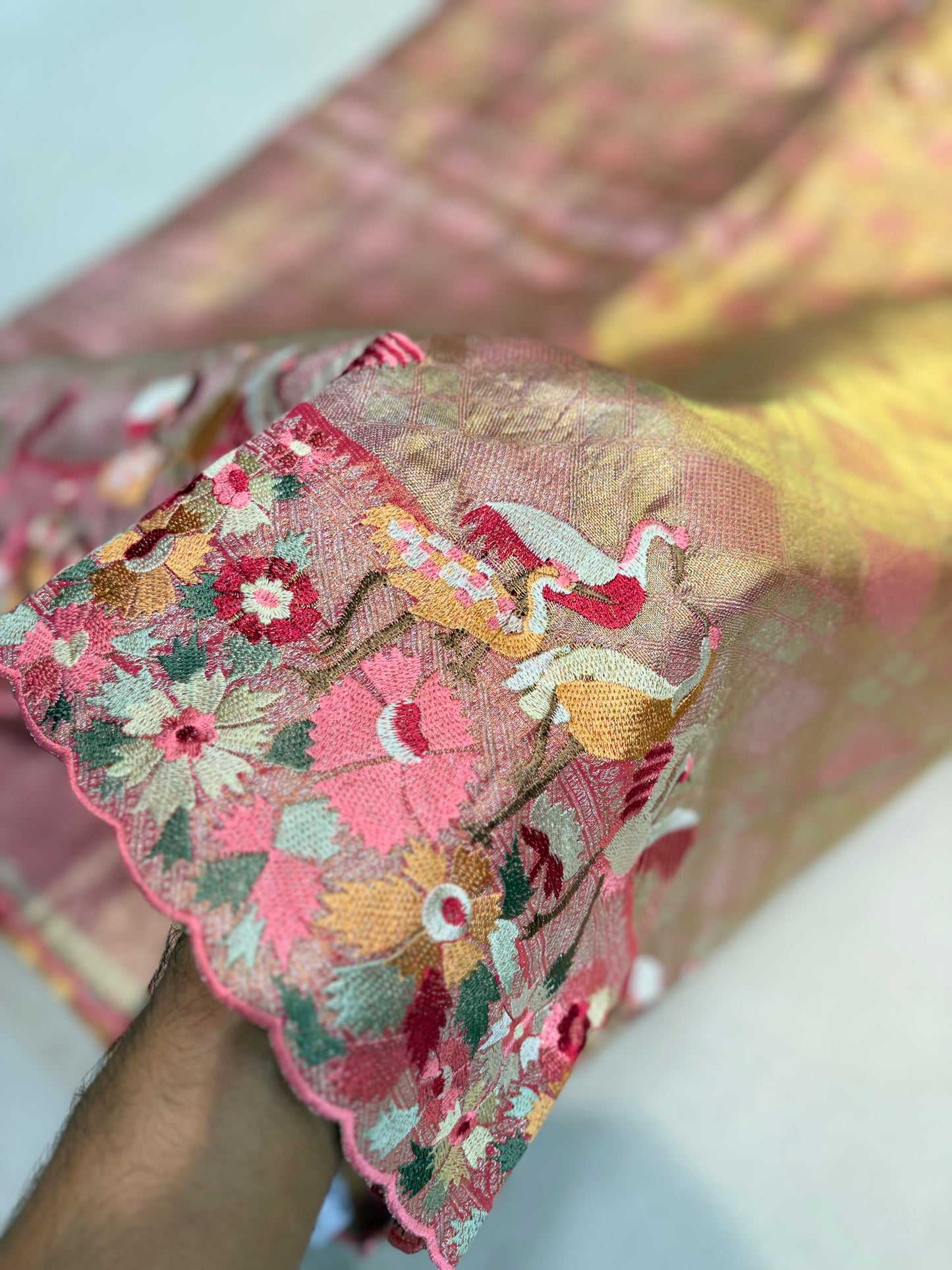 KANCHIPURAM TISSUE SILKS SAREE WITH EMBROIDERY WORK