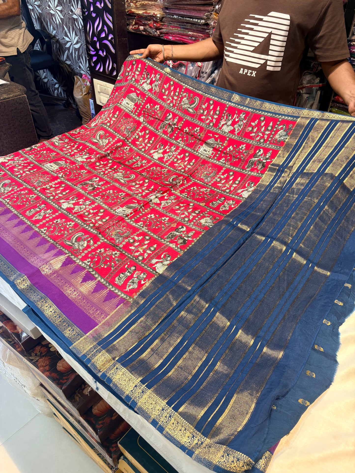 PREMIUM KALAMKARI MOUNGA CREAPE SAREE