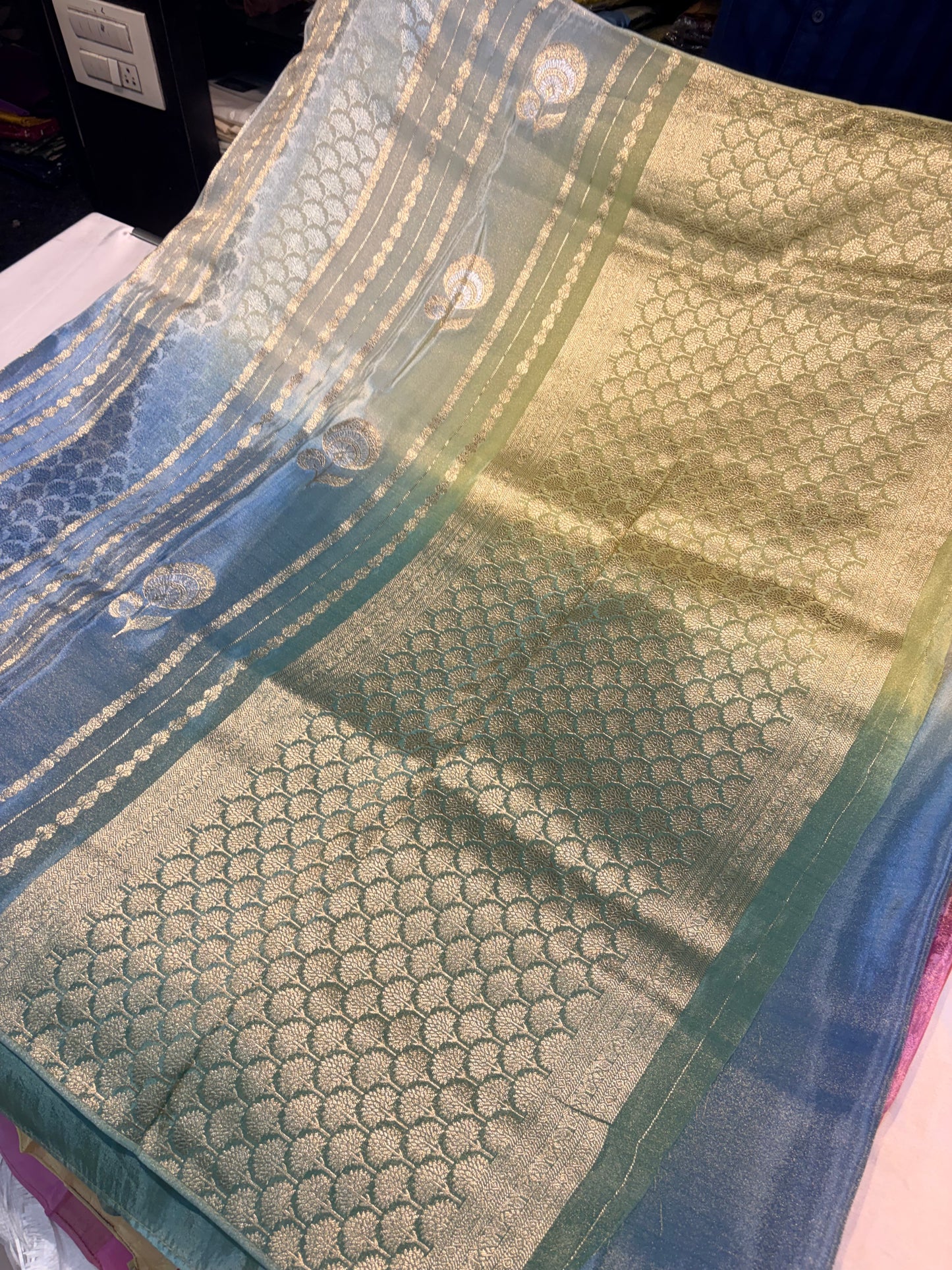 PREMIUM CHINON CREAPE SAREE IN AMBREE SHADES