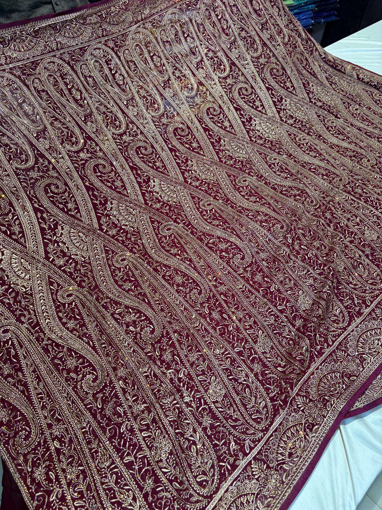 PURE GEORGETTE KASHMIRI TREADWORK SAREE
