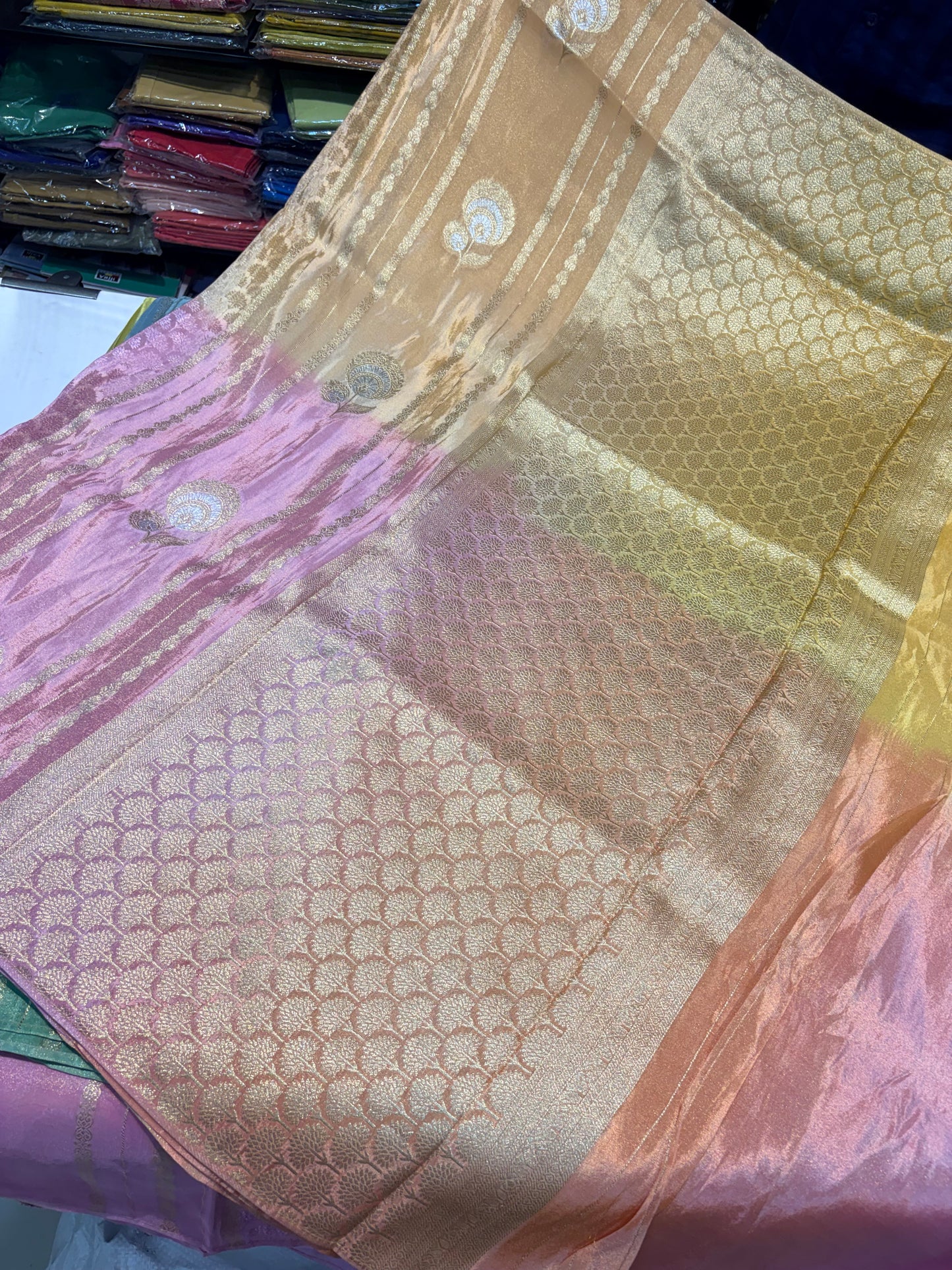 PREMIUM CHINON CREAPE SAREE IN AMBREE SHADES
